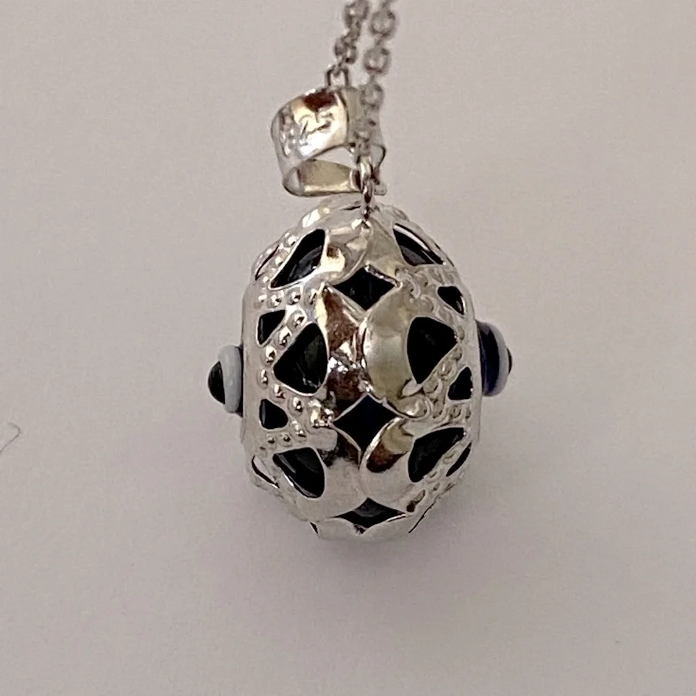 🧿925 Silver necklace glass blue evileye bead